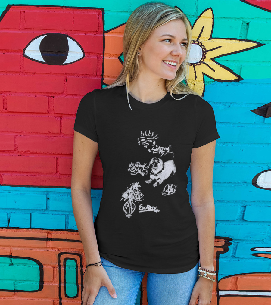 Aelfric Eden Graffiti Dog Flower Crown Art Doodle T-Shirt