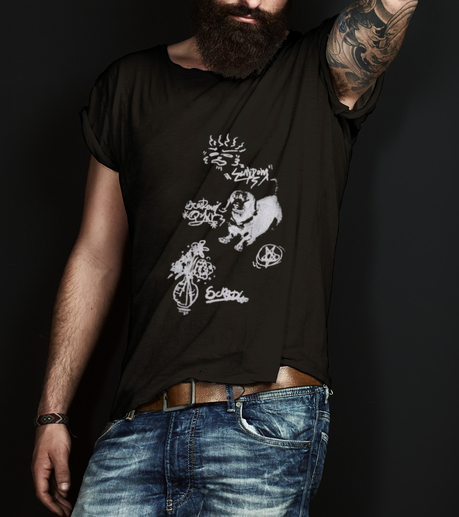 Aelfric Eden Graffiti Dog Flower Crown Art Doodle T-Shirt