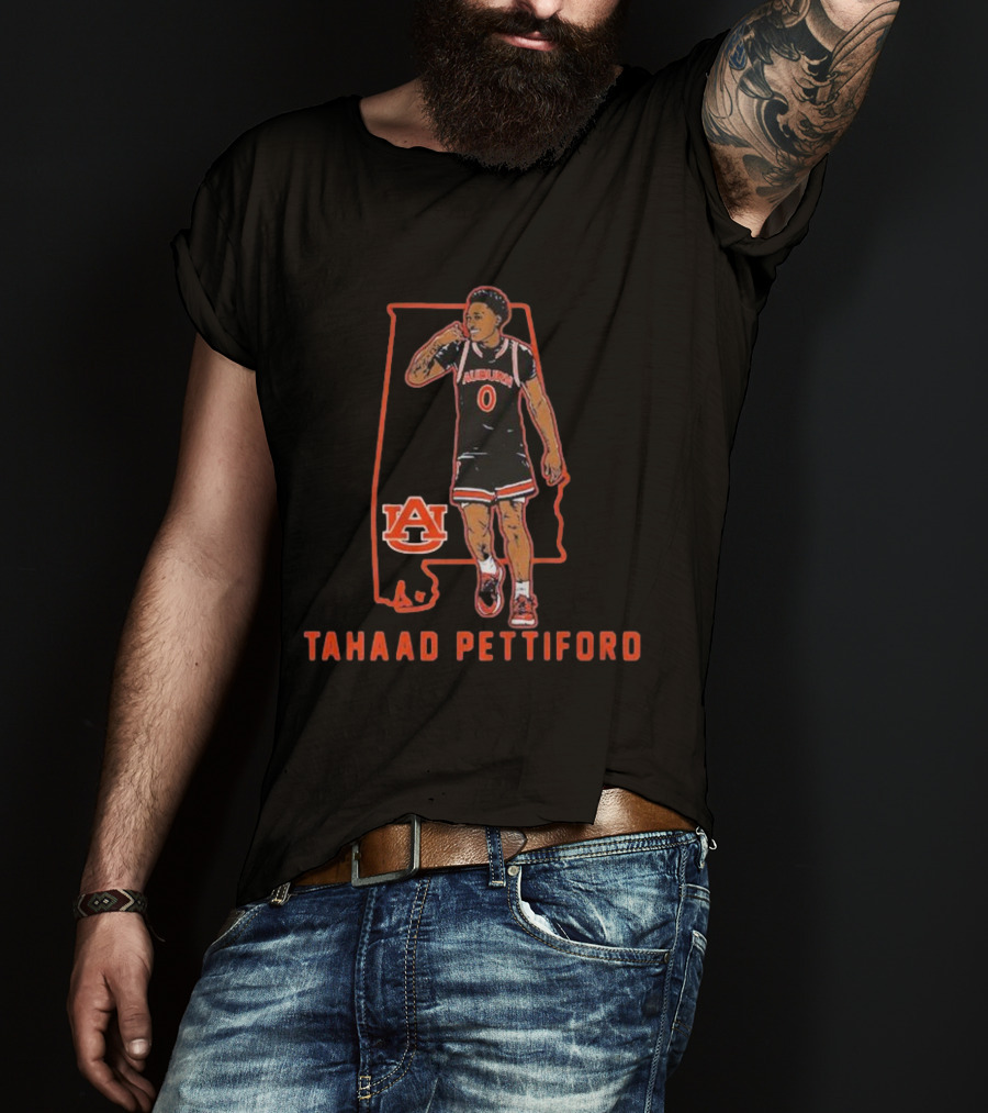 Auburn Basketball Tahaad Pettiford 0 Alabama Map T-Shirt