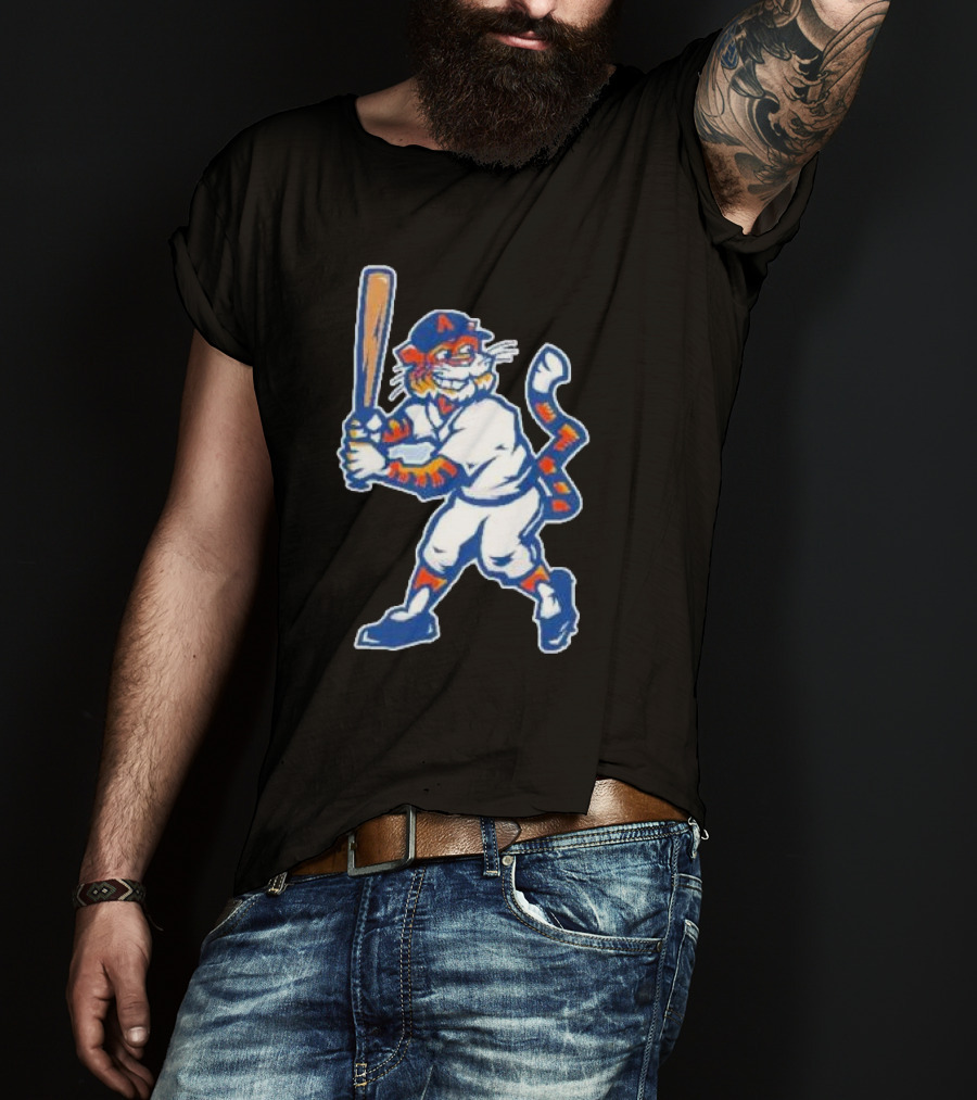 Auburn Tigers Aubie Baseball Mascot Holding Bat T-Shirt