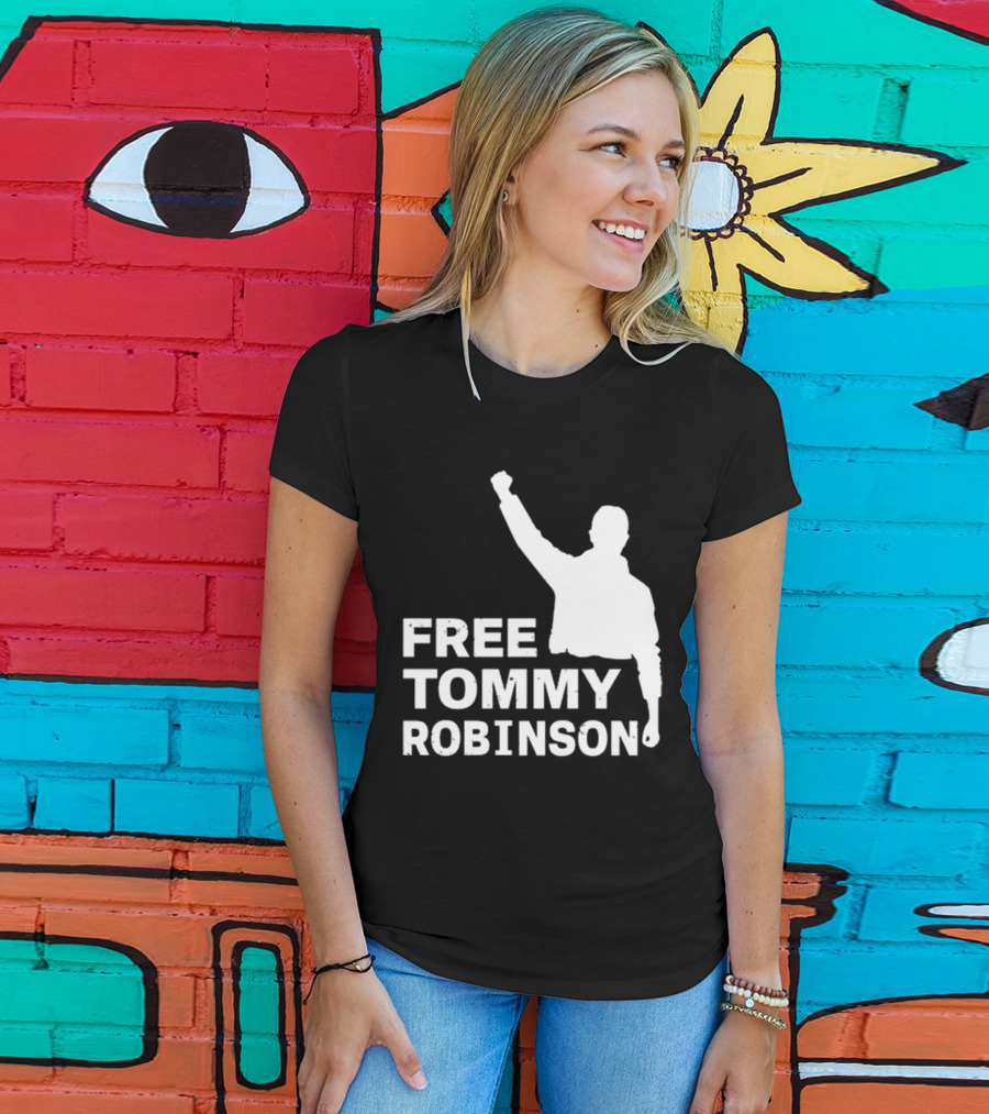 Free Tommy Robinson Activist Silhouette Fist Raised T-Shirt