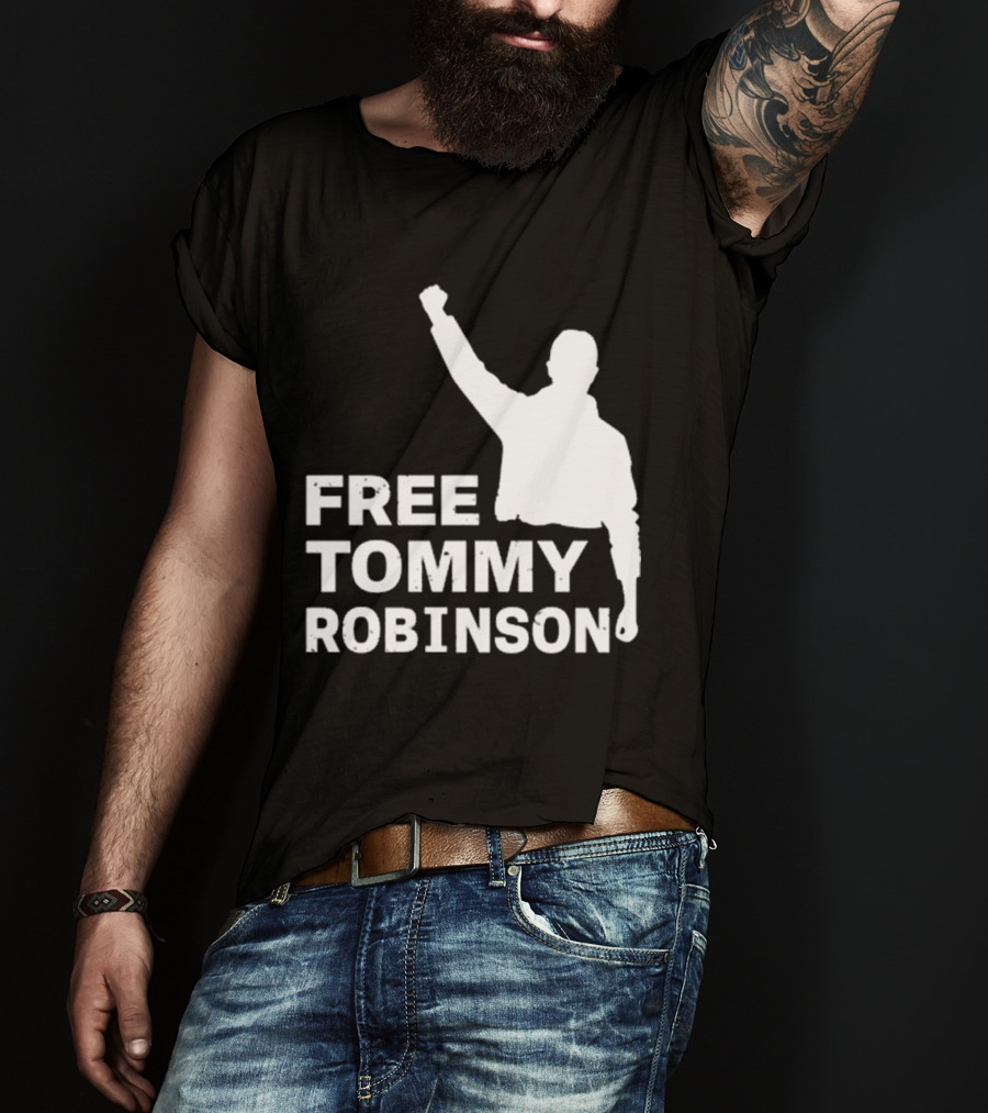 Free Tommy Robinson Activist Silhouette Fist Raised T-Shirt