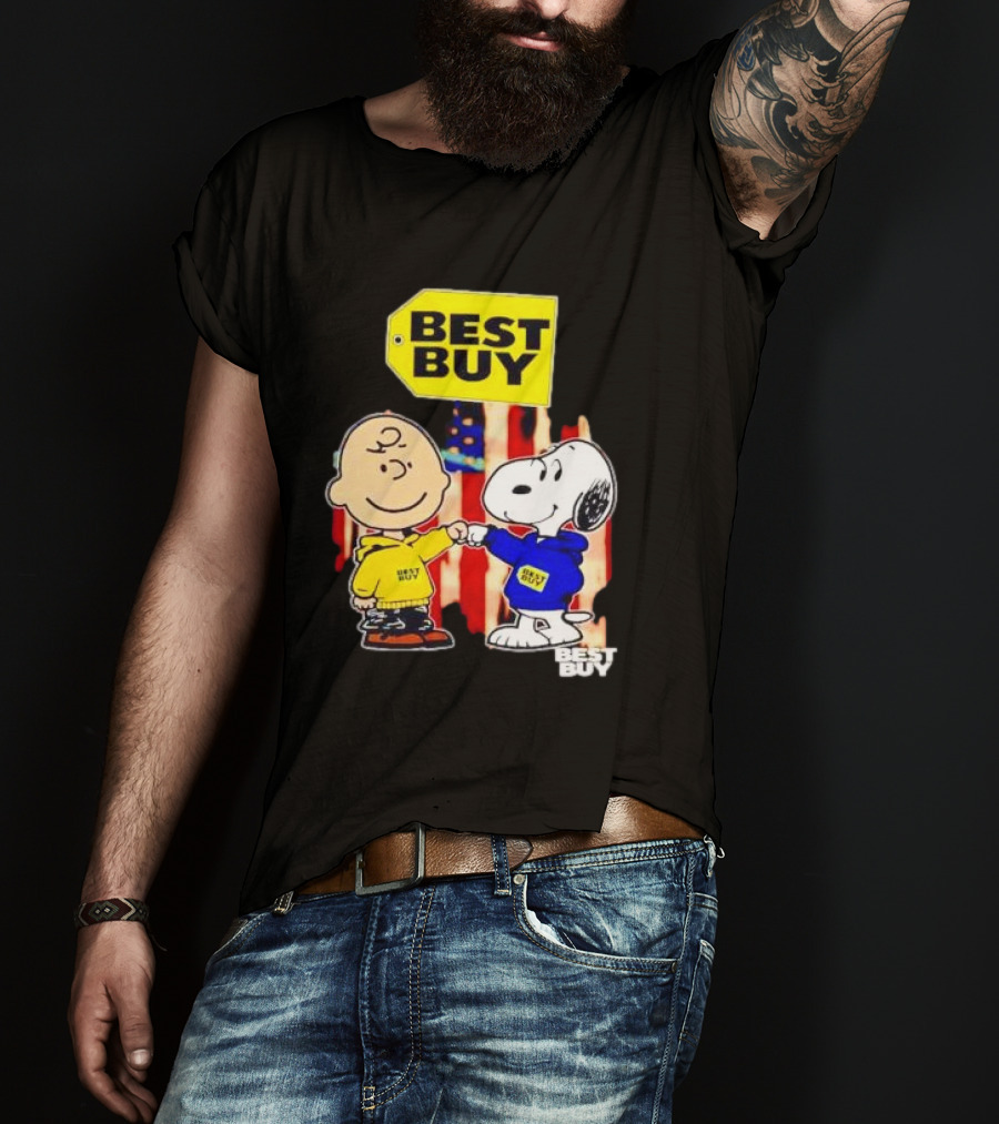 Best Buy Charlie Brown Snoopy Yellow Blue S Fist Bump T-Shirt