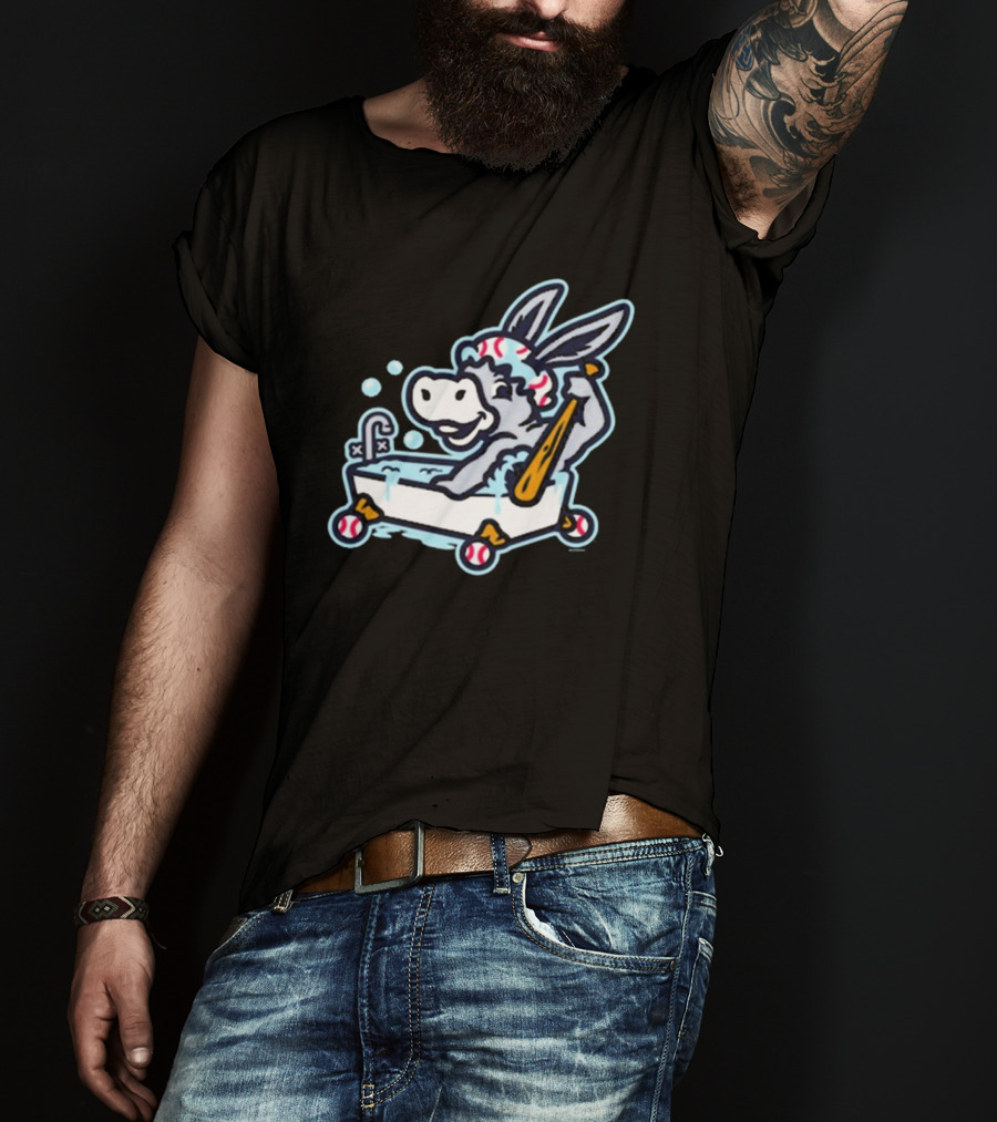 Binghamton Bathtub Donkeys Riding Bathtub Baseball Bats Binghamton Rumble Ponies T-Shirt