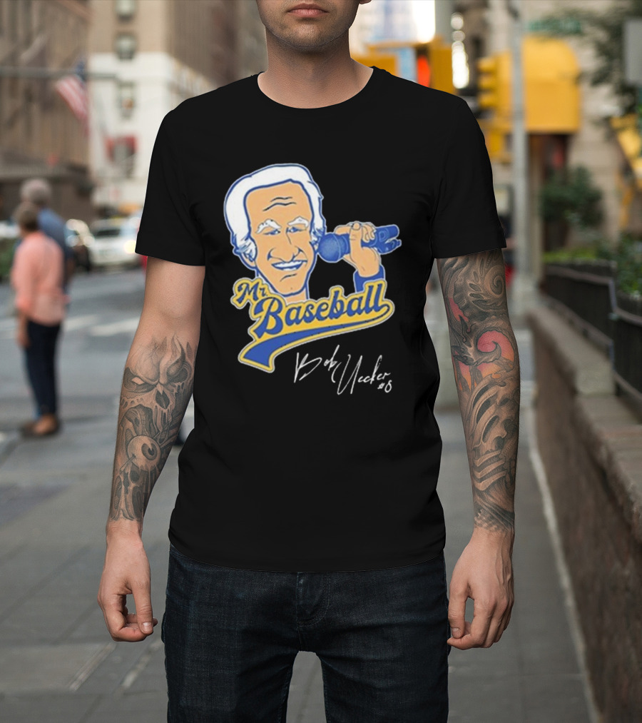 Mr Baseball Bob Uecker UECK Microphone Illustration T-Shirt