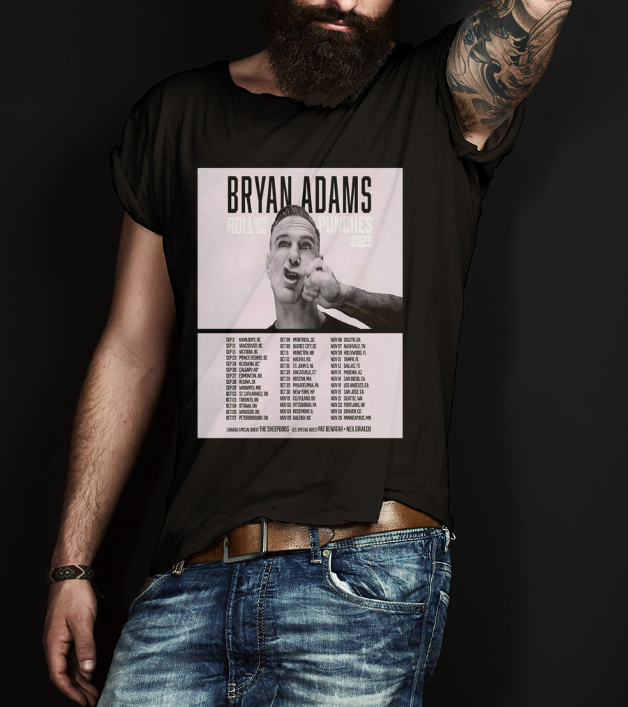 Bryan Adams Roll With The Punches 2025 North America Tour T-Shirt