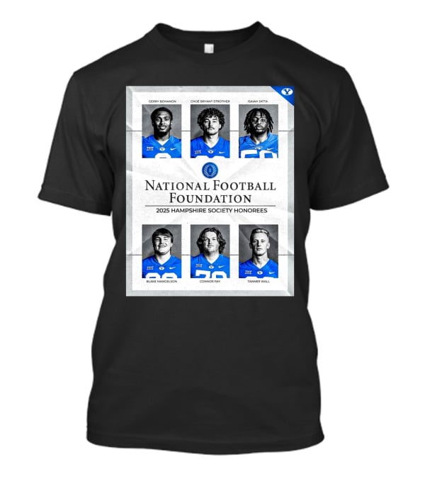 BYU Cougars National Football Foundation 2025 Hampshire Society Honorees Bohanon Bryant-Strother Jatta T-Shirt
