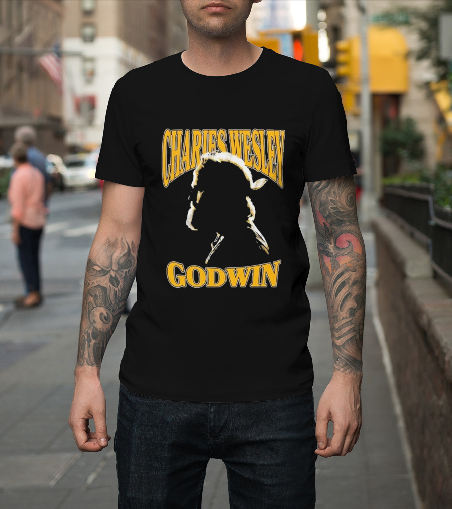 Charles Wesley Godwin CWG Silhouette Bold Yellow Text T-Shirt