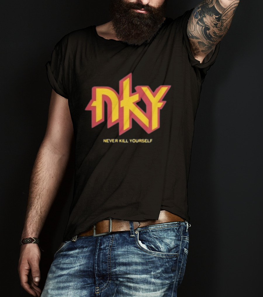 Christopher M Lafon Wearing Nyk Never Kill Yourself T-Shirt