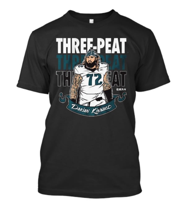 Darian Kinnard Three-Peat Philadelphia Eagles NFL Football T-Shirt