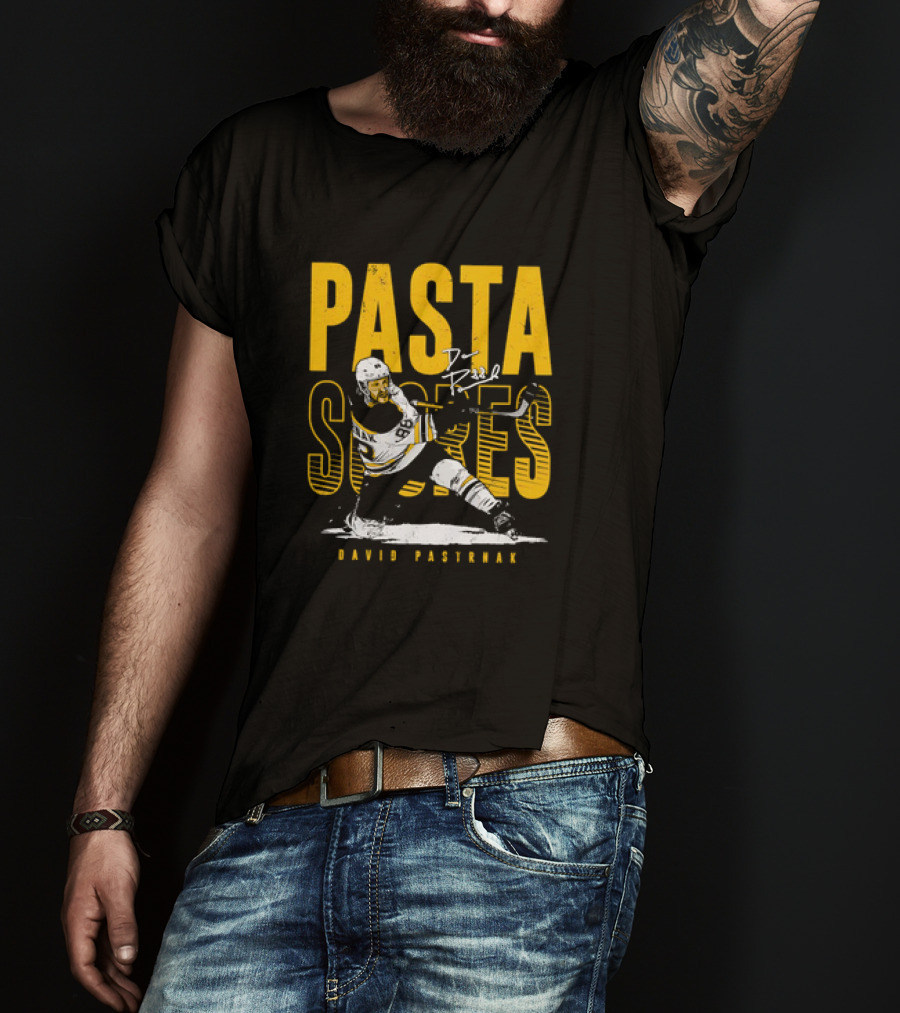 David Pastrnak Boston Bruins NHL Hockey Pasta Scores Signature Vintage T-Shirt