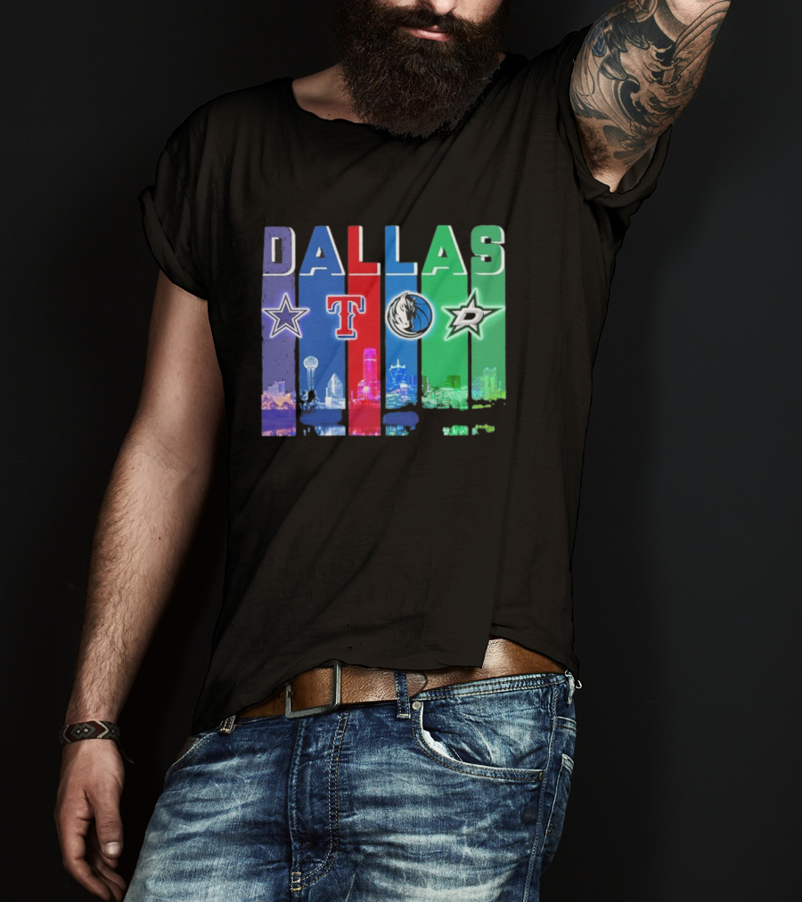 Dallas Retro Skyline Sports Teams Logo T-Shirt