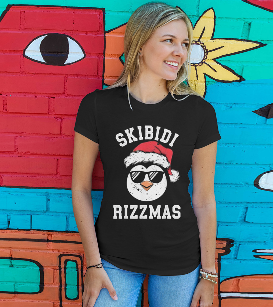 Funny Christmas Penguin Skibidi Rizzmas Merry Rizzmas T-Shirt