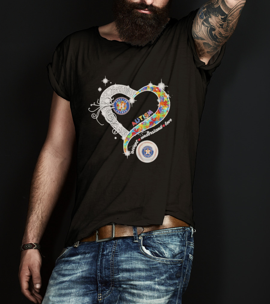 Houston Astros Autism Heart Accept Understand Love T-Shirt