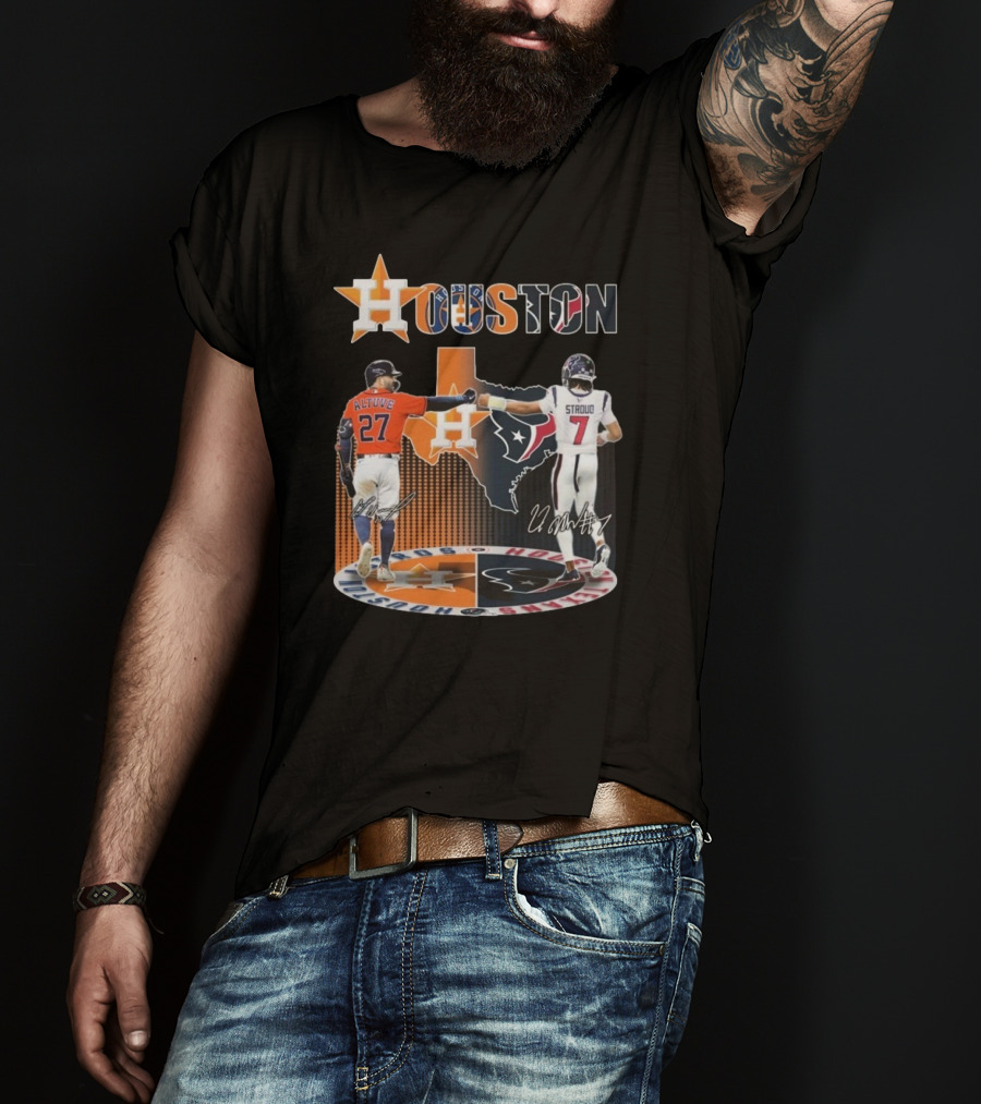 Houston Astros X Houston Texans Logo Signature 2025 T-Shirt