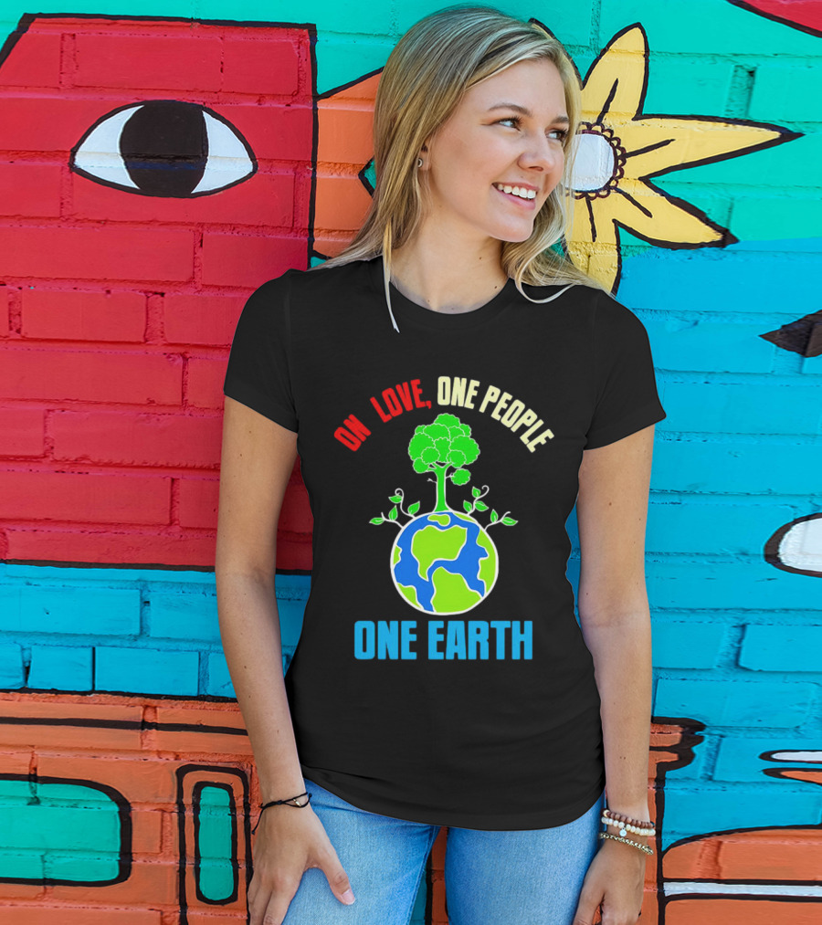 One Love One People One Earth Tree And Planet T-Shirt