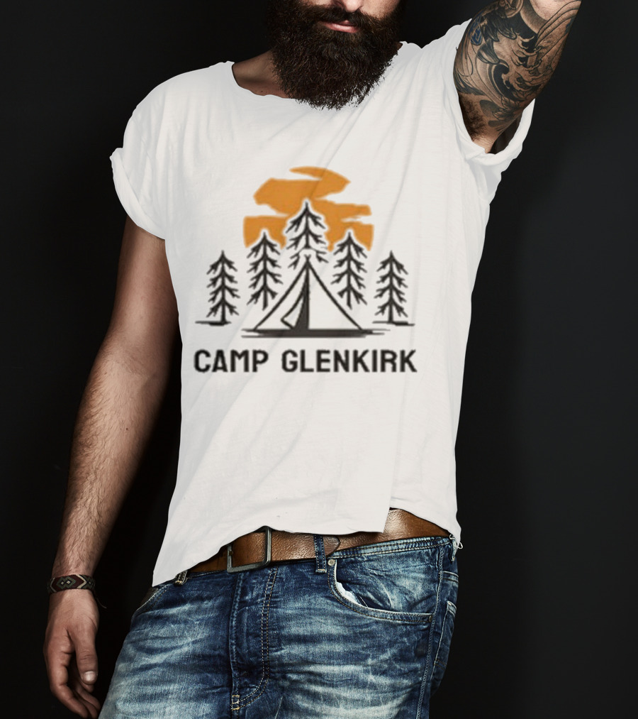 Camp Glenkirk Scenic Tent And Forest Sunset T-Shirt
