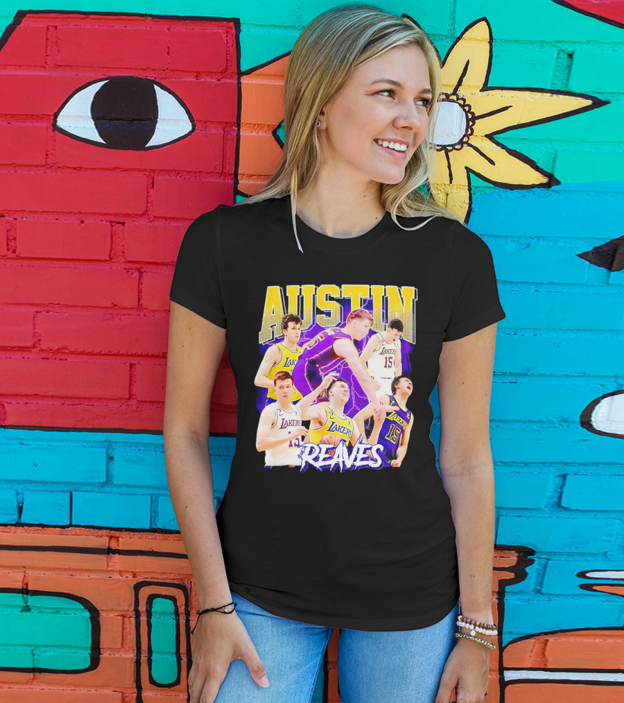 Austin Reaves Lakers Basketball Dynamic Action Collage T-Shirt