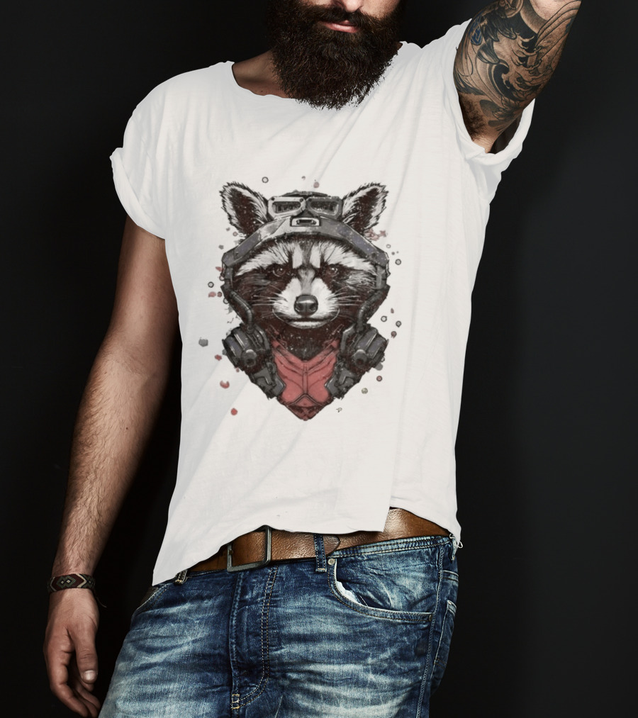 Rocket Raccoon Guardians Of The Galaxy Masked T-Shirt