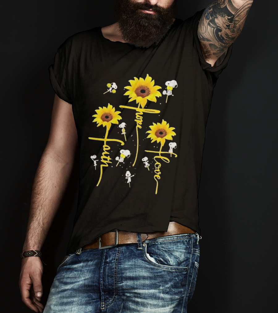 Snoopy Sunflowers Hope Faith Love T-Shirt