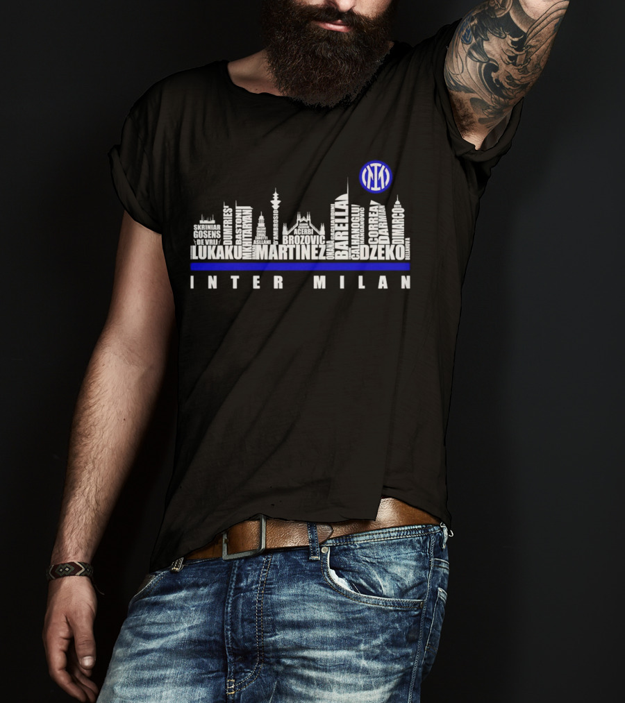 Edizione Limitata Inter Milan Team Skyline Lukaku Martinez Barella Dzeko Brozovic T-Shirt