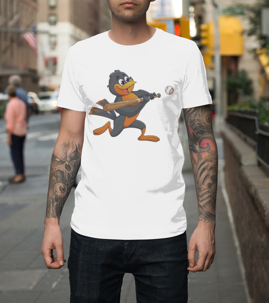 Baltimore Orioles Bird Bat Baseball Swing T-Shirt