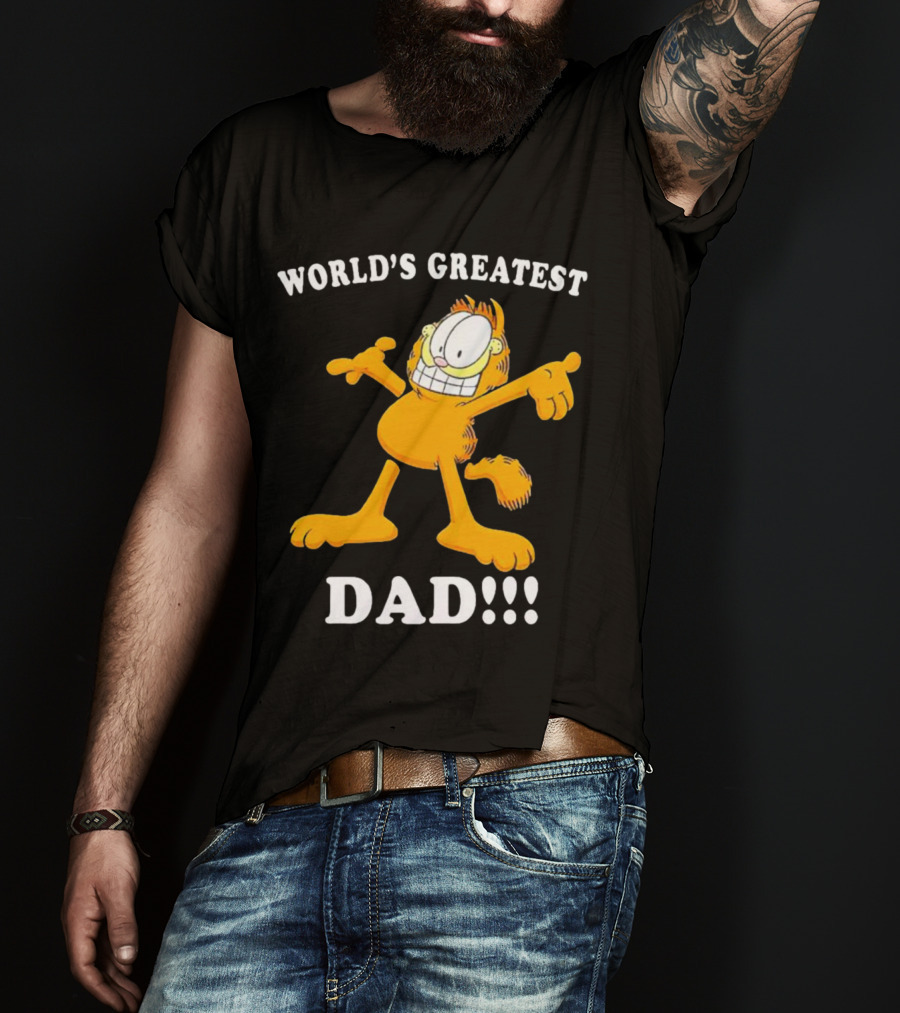 World's Greatest Dad Garfield Enthusiastic Pose T-Shirt