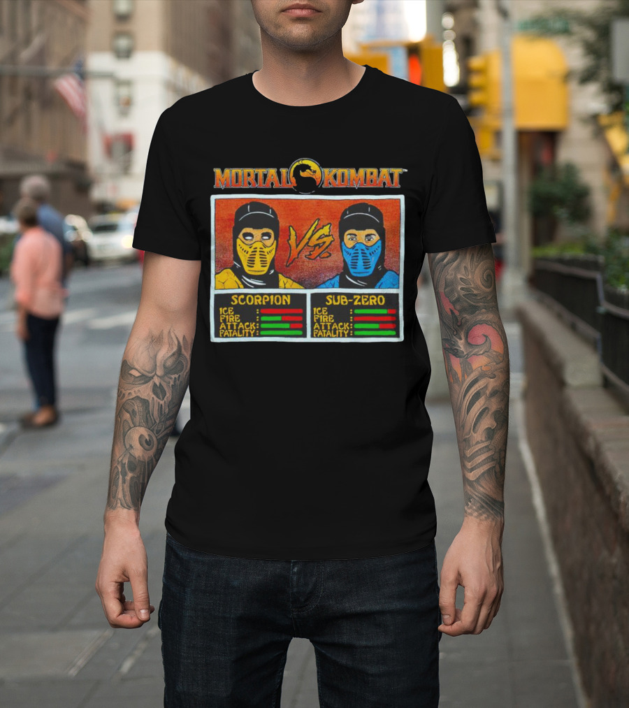 Mortal Kombat Scorpion vs Sub-Zero Character Stats T-Shirt