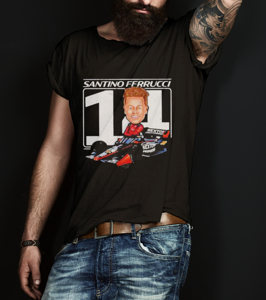 Santino Ferrucci 14 Sexton Properties Cartoon Racing Car T-Shirt