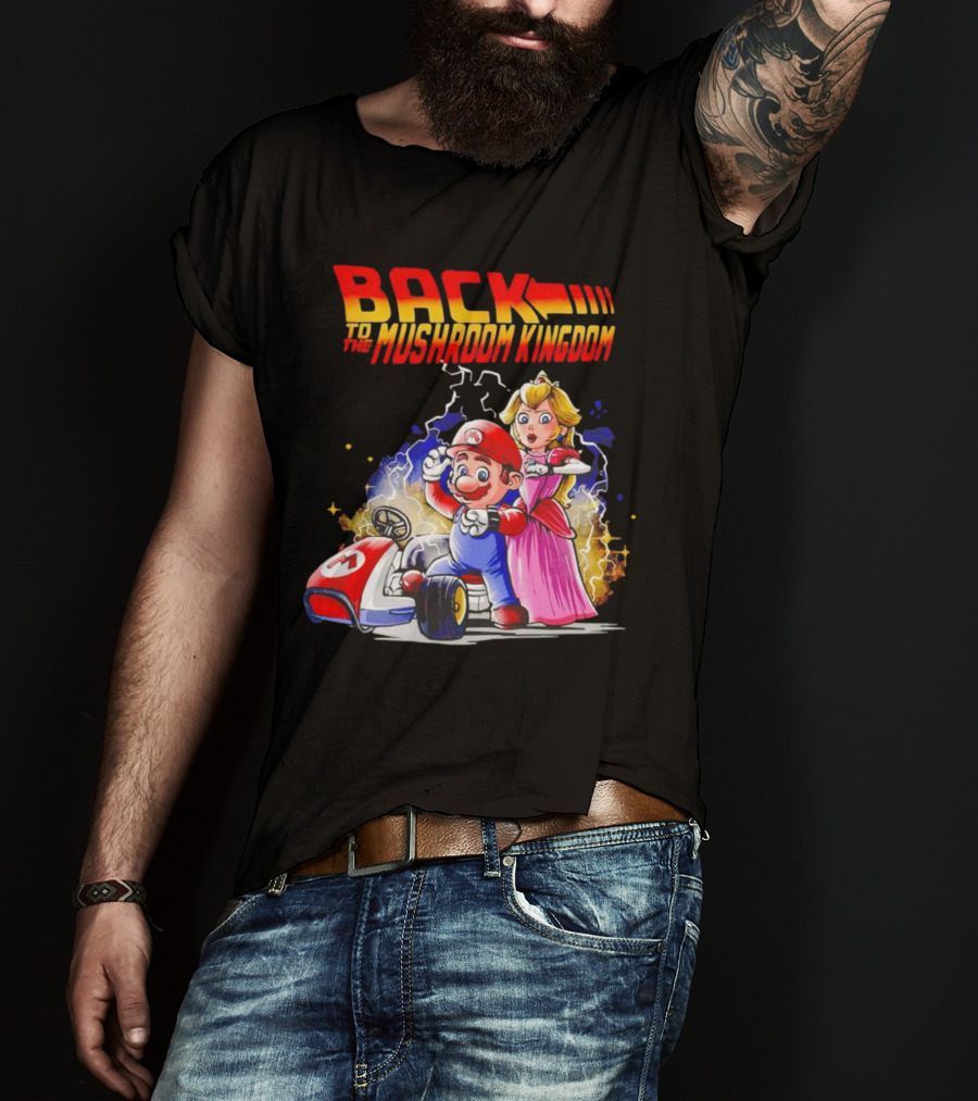Back To The Mushroom Kingdom Mario Princess Kart Lightning Retro Adventure T-Shirt