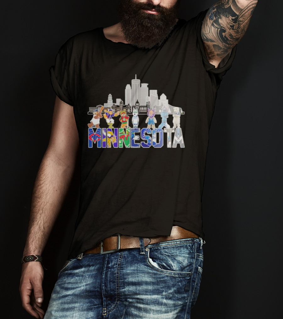 Minnesota Sports City Mascots Skyline T-Shirt