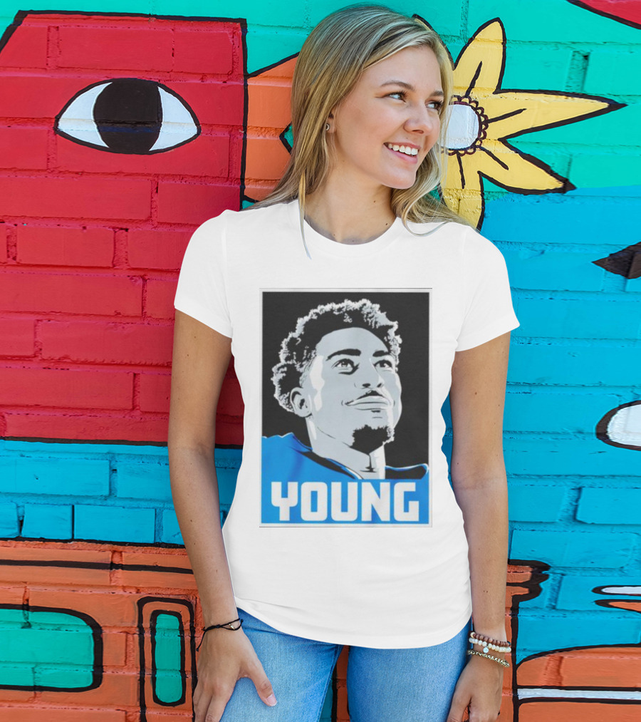 Bryce Young Football Portrait Black And Blue Young T-Shirt