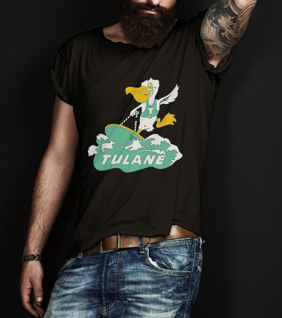 Tulane Green Wave Surfing Pelican Vintage T-Shirt