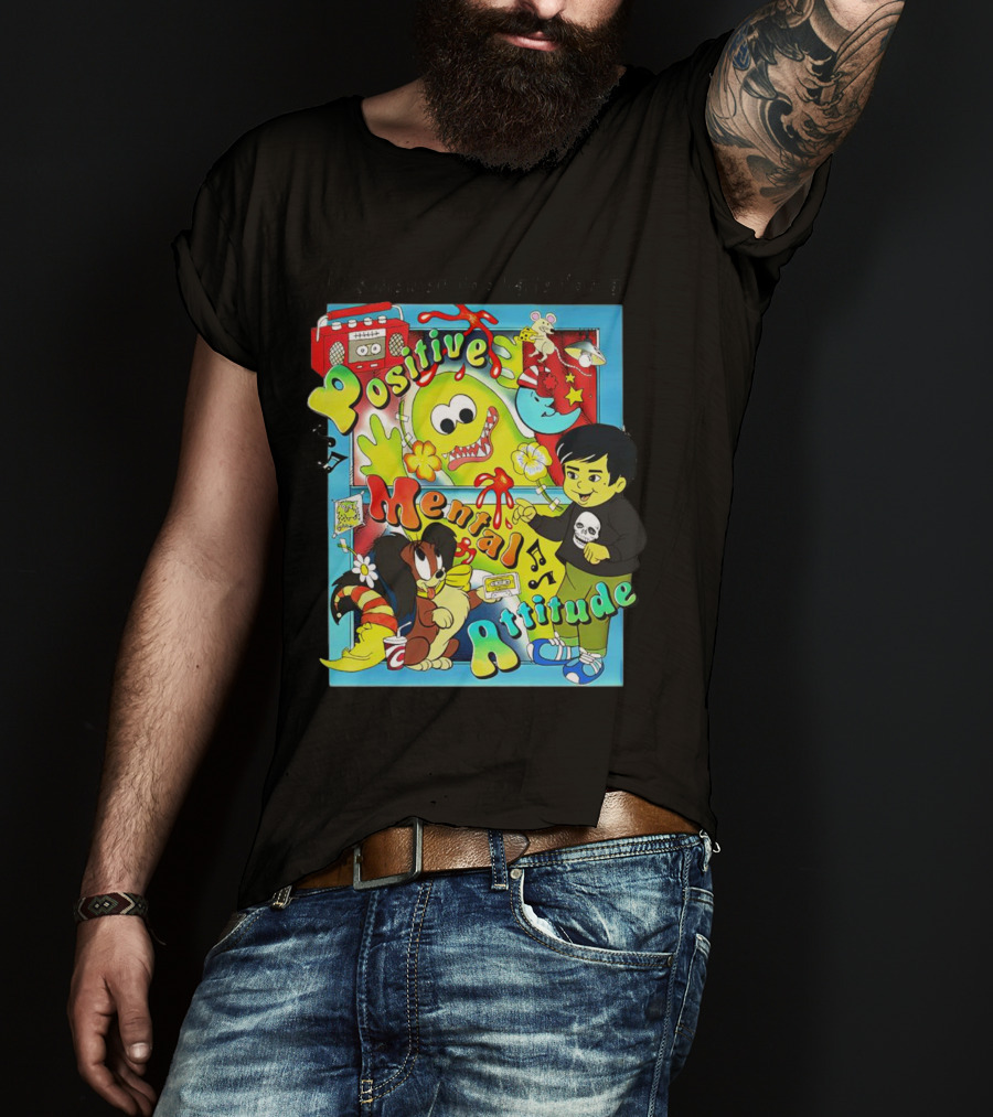 It's Never Too Late For A Positive Mental Attitude Cartoon Characters Music And Fun Elements T-Shirt
