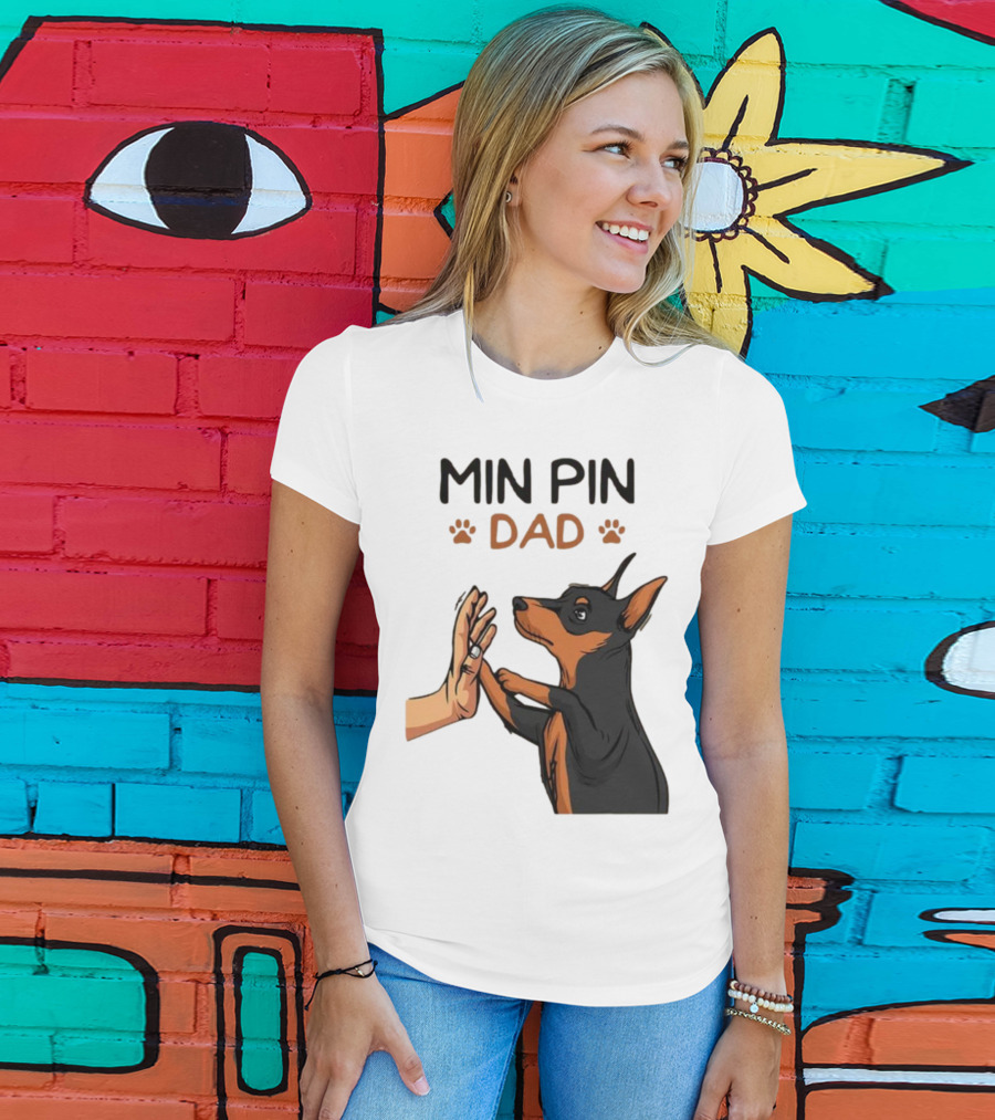 MIN PIN DAD Father's Day Dog Paw T-Shirt