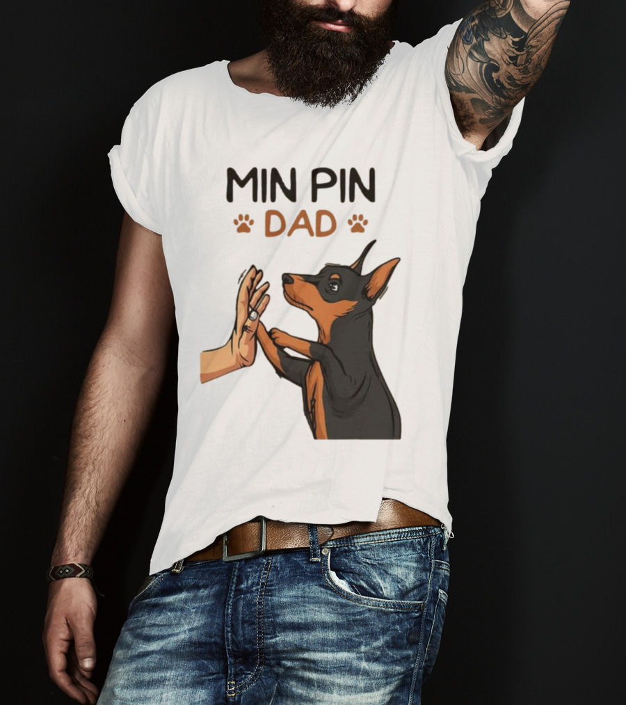 MIN PIN DAD Father's Day Dog Paw T-Shirt