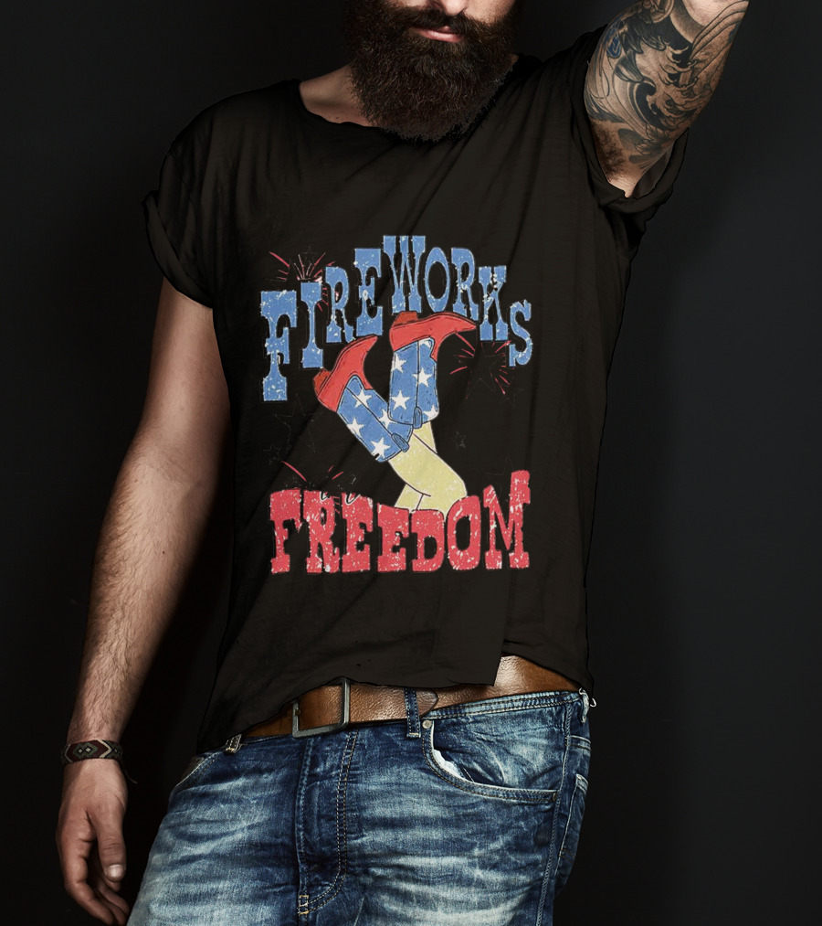 Fireworks And Freedom Stars Cowgirl Boots T-Shirt