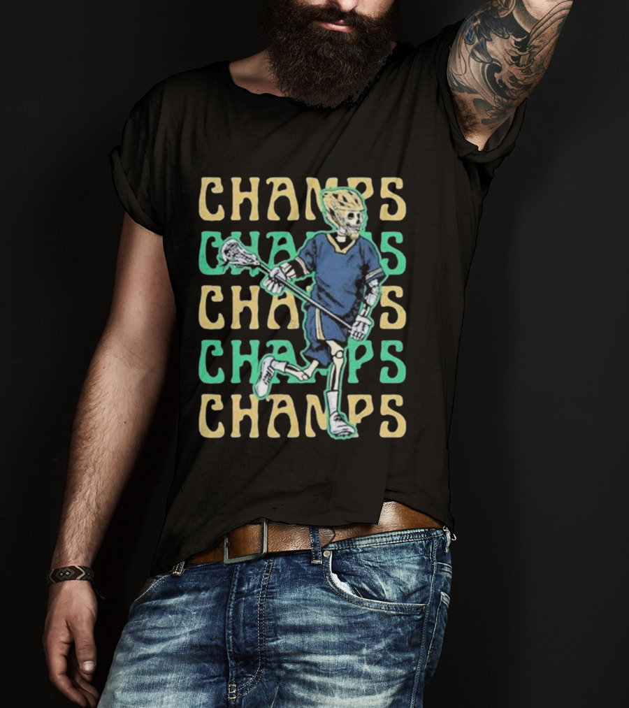 Notre Dame Fighting Irish Skeleton Lacrosse Champs T-Shirt