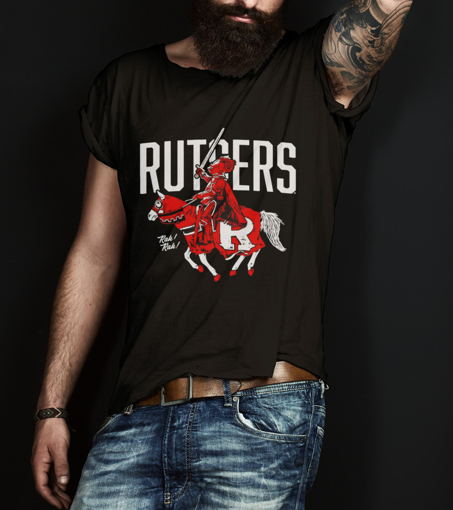 Rutgers Knights Rah Rah Iconic Sword-Wielding Mascot On Horseback T-Shirt
