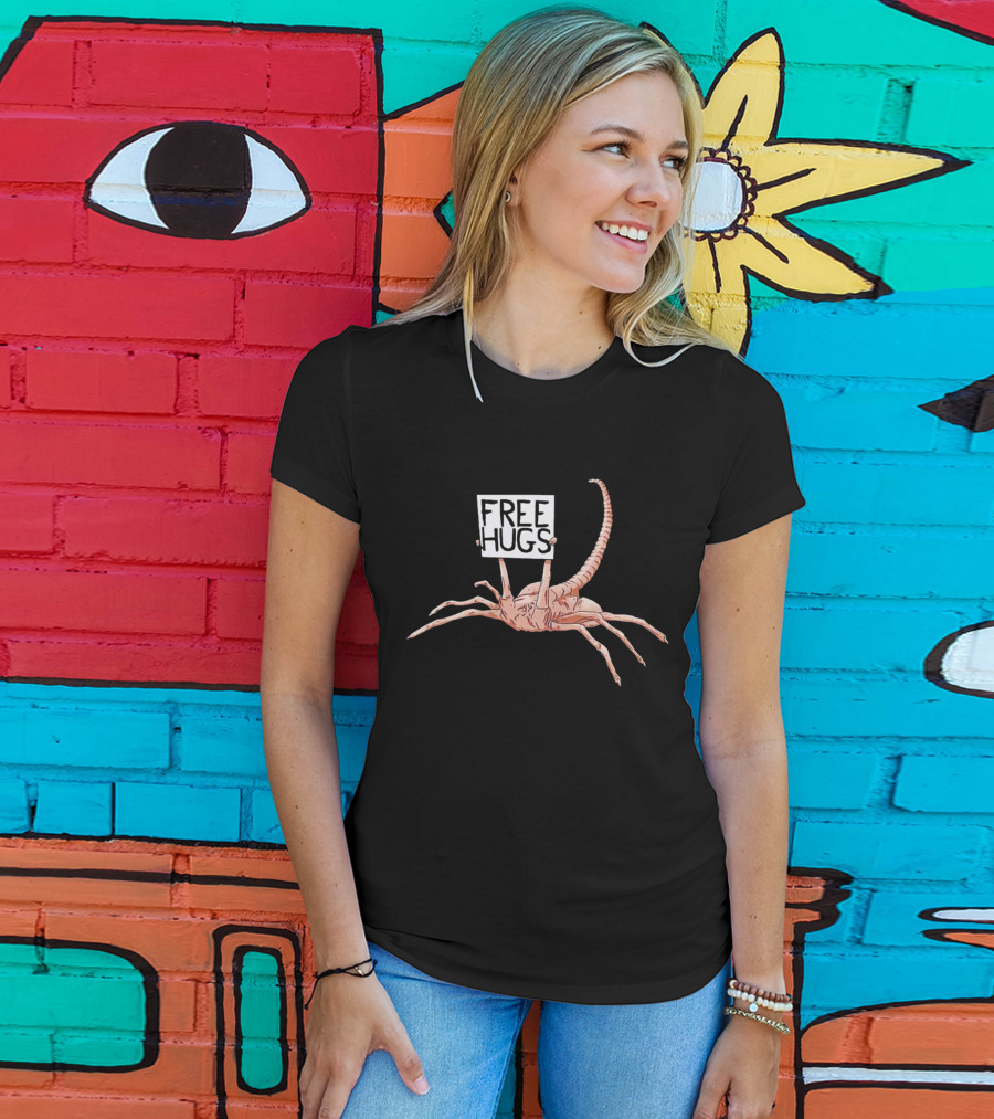 Free Hugs Alien Parody Facehugger Creature T-Shirt