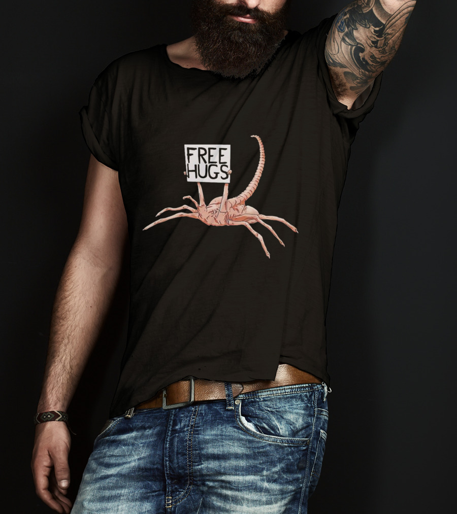 Free Hugs Alien Parody Facehugger Creature T-Shirt