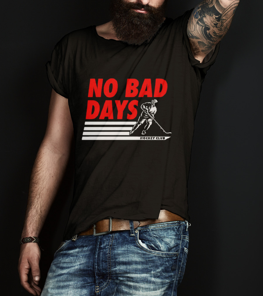 No Bad Days Hockey Club Skater Stripe Motif T-Shirt