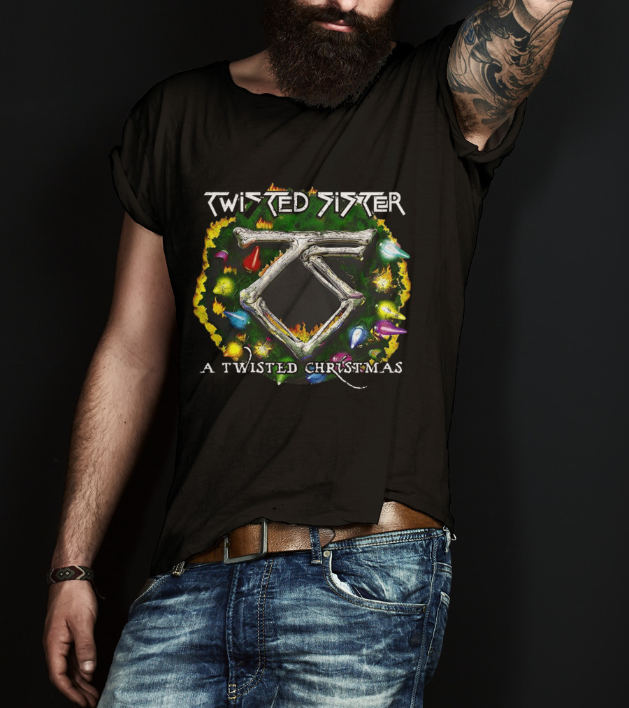 Twisted Sister A Twisted Christmas Holiday Wreath With Bones And Ornaments T-Shirt