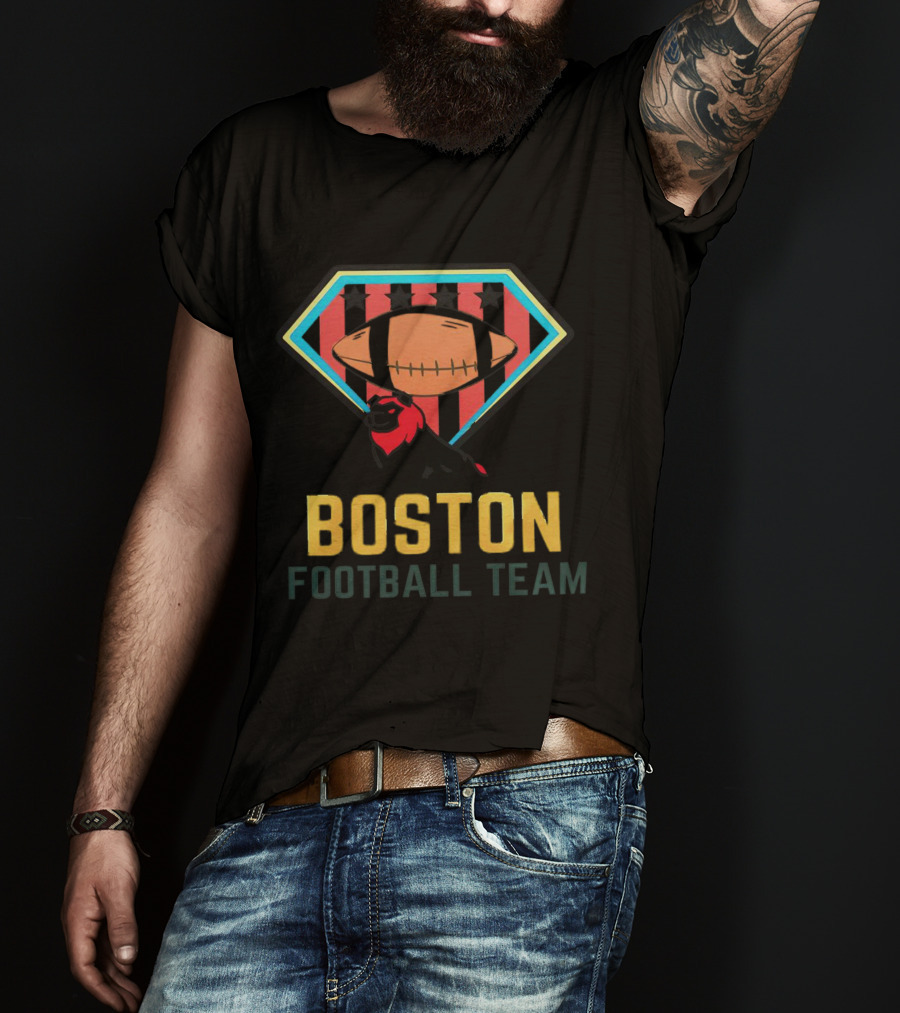 Boston Football Team Lion Emblem With Starry Shield T-Shirt