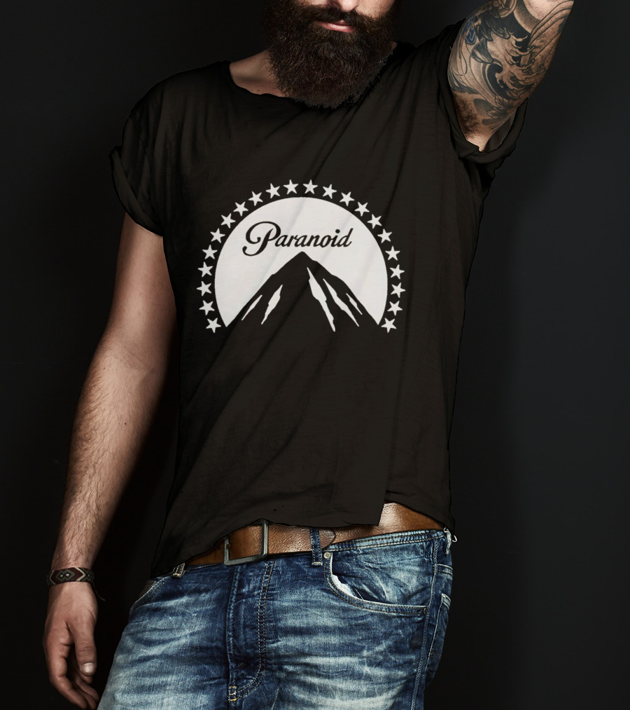 Paramount Paranoid Logo Parody Stars Mountain T-Shirt