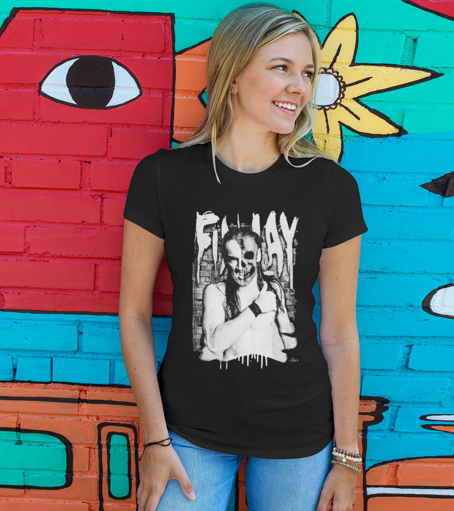 Skull Face Finlay Grunge Style Brick Wall Background T-Shirt