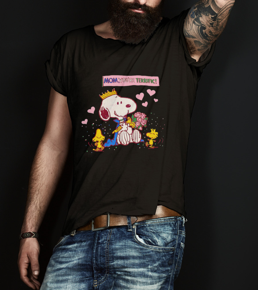 Snoopy Mom You're Terrific With Hearts And Crown T-Shirt