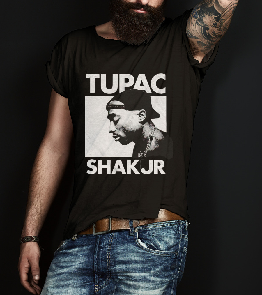 Tupac Shakur Profile Portrait Black T-Shirt