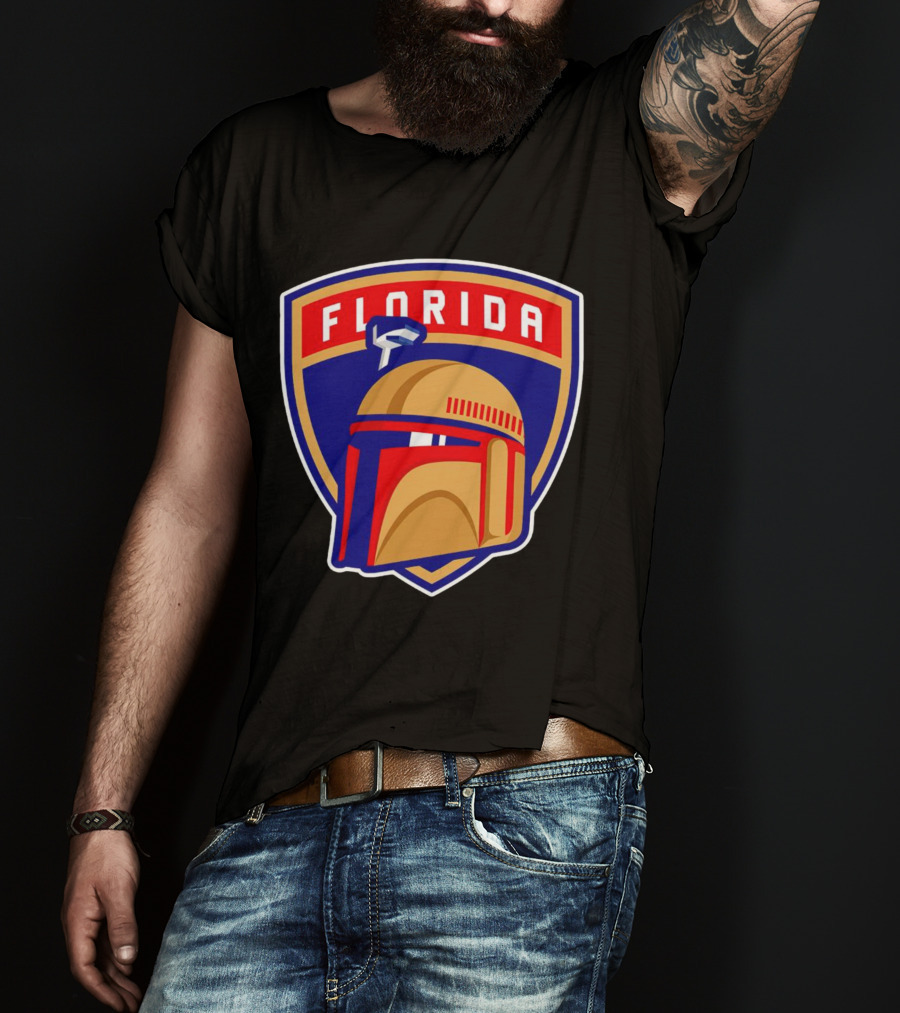 Florida Panthers Boba Fett Helmet Star Wars Collaboration T-Shirt