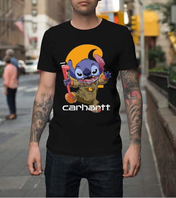 Shirt: Stitch Carhartt Work in Progress Logo Crossover T-Shirt Stitch Carhartt Work in Progress Logo Crossover T-Shirt